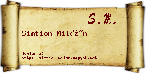 Simtion Milán névjegykártya