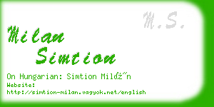 milan simtion business card